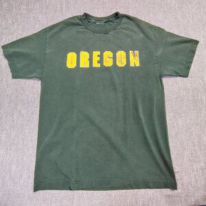 VINTAGE University of Oregon Ducks T-Shirt Heavy Cotton Destressed Spellout Mens